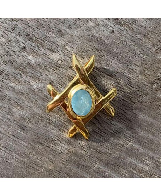 FANY Aquamarine Gemstone Pendant .925 Gold Plated Argentum Silver 