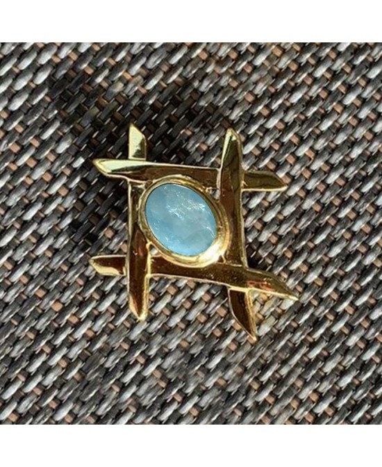 FANY Aquamarine Gemstone Pendant .925 Gold Plated Argentum Silver 