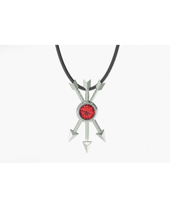 FANY Jewelry Fashionable 0.925 Argentium Silver Garnet Gemstone "ARROW" Pendant Necklace