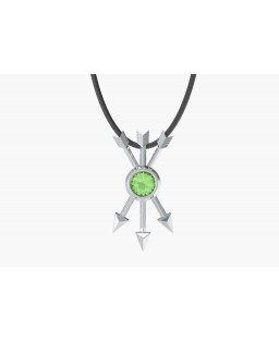 FANY Jewelry Elegant 0.925 Argentium Silver Peridot Gemstone "ARROW" Pendant Necklace