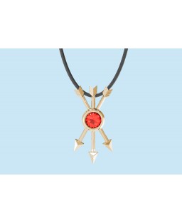 FANY Jewelry Fashionable 0.925 Argentium Silver Gold Plated Garnet Gemstone "ARROW" Pendant Necklace