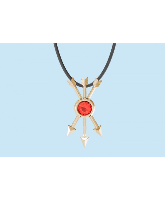 FANY Jewelry Fashionable 0.925 Argentium Silver Gold Plated Garnet Gemstone "ARROW" Pendant Necklace