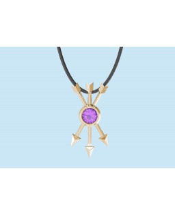 FANY Jewelry Fashionable 0.925 Argentium Silver Gold Plated Amethyst Gemstone "ARROW" Pendant Necklace