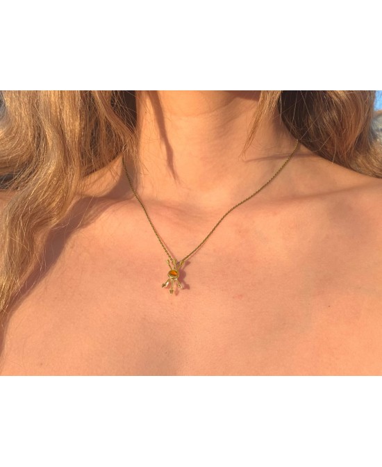 FANY Jewelry Elegant Gold Plated 0.925 Argentium Silver Gold Plated Citrine Gemstone "ARROW" Pendant Necklace