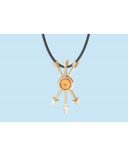 FANY Jewelry Elegant Gold Plated 0.925 Argentium Silver Gold Plated Citrine Gemstone "ARROW" Pendant Necklace