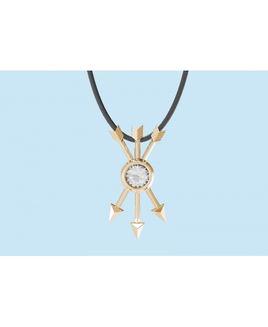 FANY Jewelry Fashionable 0.925 Argentium Silver Gold Plated Topaz Gemstone "ARROW" Pendant Necklace