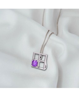 FANY Jewelry Fashionable 0.925 Argentium Silver Amethyst Gemstone "BAR" Pendant Necklace