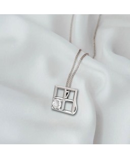 FANY Jewelry Fashionable 0.925 Argentium Silver Topaz Gemstone "BAR" Pendant Necklace