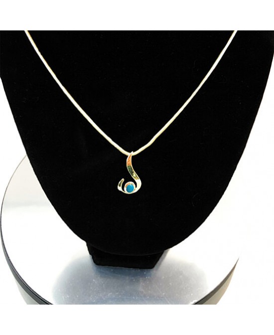 FANY 14 Solid Gold Yellow Gold Turquoise Gemstone December Birthstone Pendant