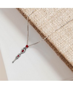 FANY Jewelry Fashionable 0.925 Argentium Silver Garnet Gemstone "FLAME" Pendant Necklace