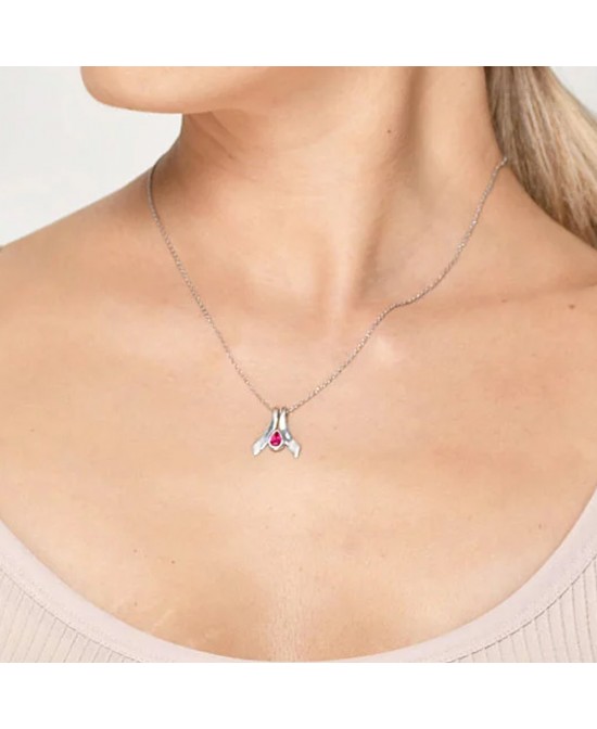 FANY October Birthstone Fly Women's Stylish Argentium Silver Pendant With 0.39 Ct Natural Tourmaline For Gift