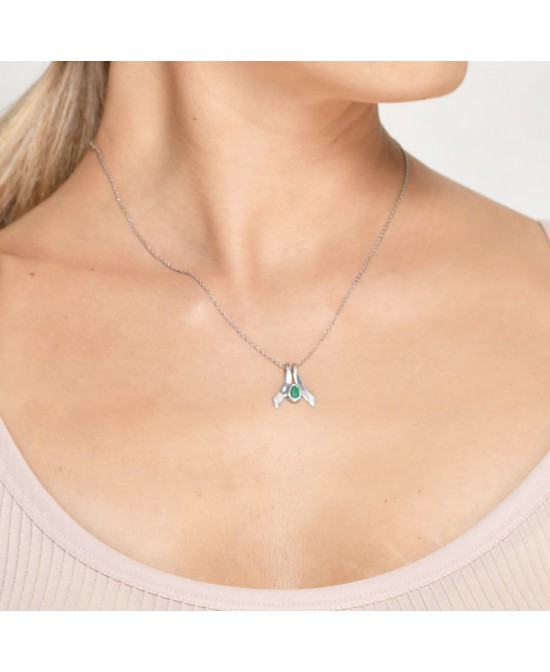 FANY Women's 0.39 ct Women's Classic 925 Sterling Emerald Silver Gemstone Necklace Pendant For Gift