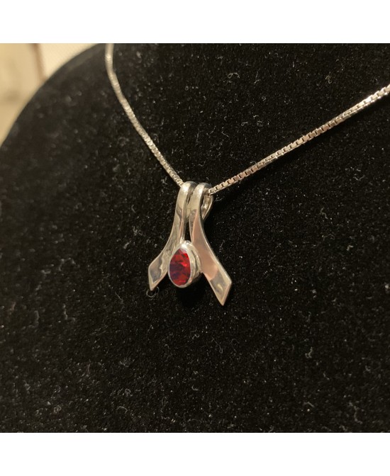 FANY FLY Pendant Gemstone Argentum Silver With Red Ruby July Birthstone