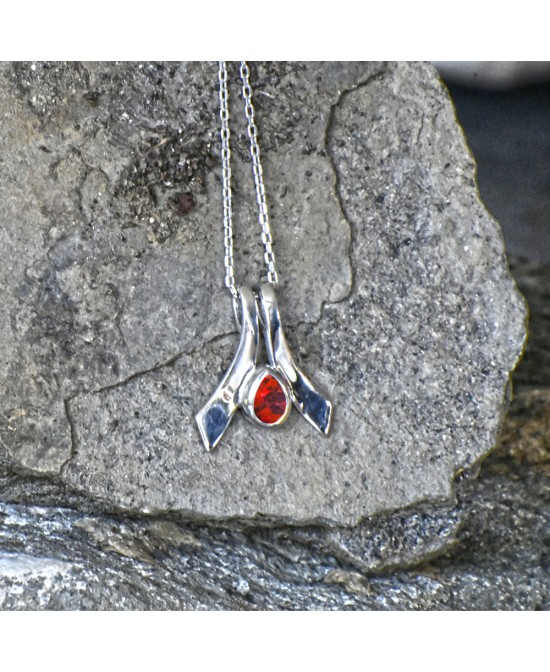 FANY FLY Pendant Gemstone Argentum Silver With Red Ruby July Birthstone