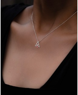 FANY Jewelry Fashionable 0.925 Argentium Silver Garnet Gemstone "MASON" Pendant Necklace