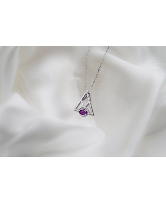 FANY Jewelry Fashionable 0.925 Argentium Silver Amethyst Gemstone "MASON" Pendant Necklace