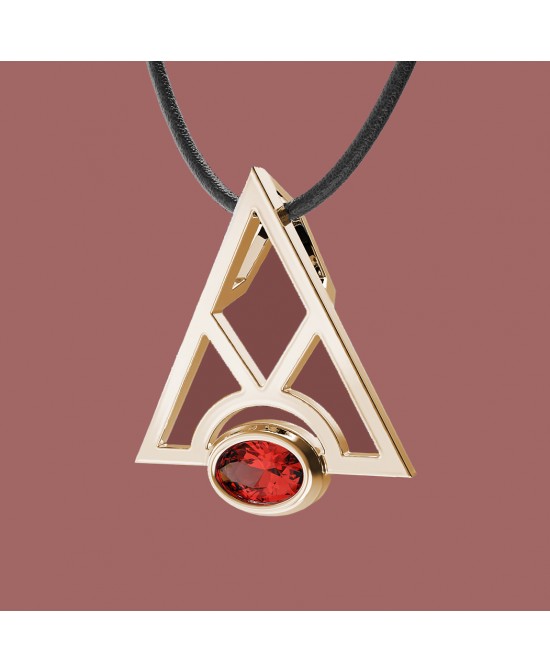 FANY Jewelry Fashionable 0.925 Argentium Silver Gold Plated Garnet Gemstone "MASON" Pendant Necklace