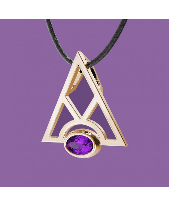 FANY Jewelry Fashionable 0.925 Argentium Silver Gold Plated Amethyst Gemstone "MASON" Pendant Necklace