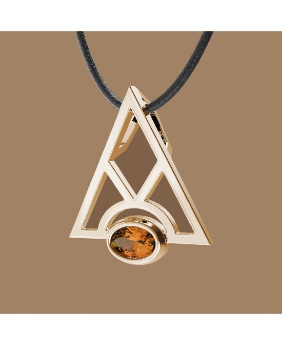 FANY Jewelry Elegant Gold Plated 0.925 Argentium Silver Gold Plated Citrine Gemstone "MASON" Pendant Necklace