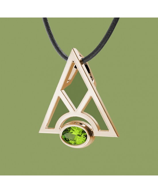 FANY Jewelry Elegant Gold Plated 0.925 Argentium Silver Gold Plated Peridot Gemstone "MASON" Pendant Necklace