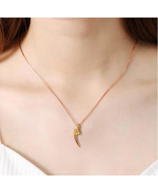 FANY Women's White Topaz Gold Plated Argentium Silver Nail Pendant With 0.39 Ct Special Gift