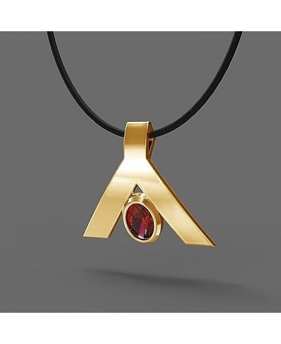 FANY Peace Garnet Gemstone .925 Gold Plated Silver Pendant