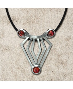 FANY Jewelry Fashionable 0.925 Argentium Silver Garnet Gemstone "ZEBRA" Pendant Necklace