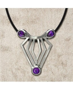 FANY Jewelry Fashionable 0.925 Argentium Silver Amethyst Gemstone "ZEBRA" Pendant Necklace