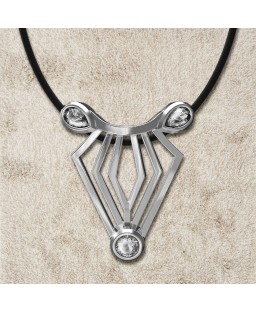 FANY Jewelry Fashionable 0.925 Argentium Silver Topaz Gemstone "ZEBRA" Pendant Necklace