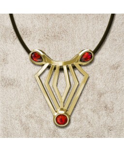 FANY Jewelry Fashionable 0.925 Argentium Silver Gold Plated Garnet Gemstone "ZEBRA" Pendant Necklace