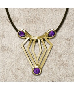 FANY Jewelry Fashionable 0.925 Argentium Silver Gold Plated Amethyst Gemstone "ZEBRA" Pendant Necklace