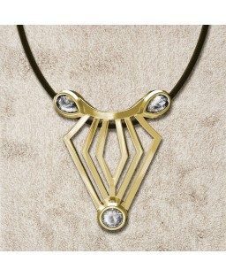 FANY Jewelry Fashionable 0.925 Argentium Silver Gold Plated Topaz Gemstone "ZEBRA" Pendant Necklace