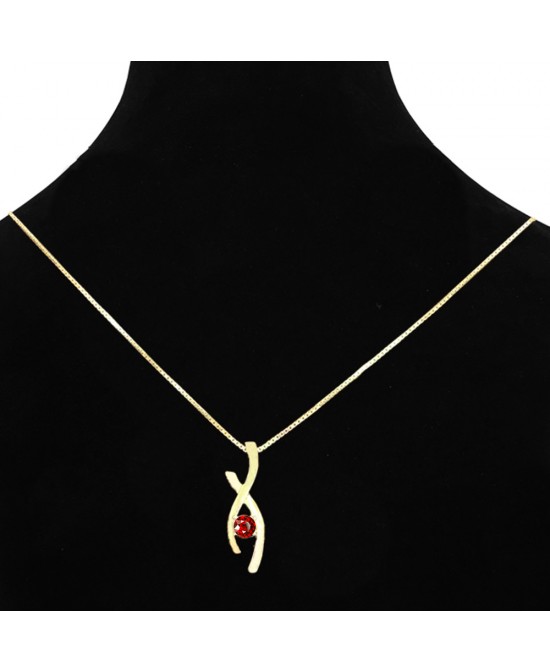 FANY Infinity Garnet Gemstone Excellent Cut 0.925 Gold Plated Silver Pendant Women's Best Gift