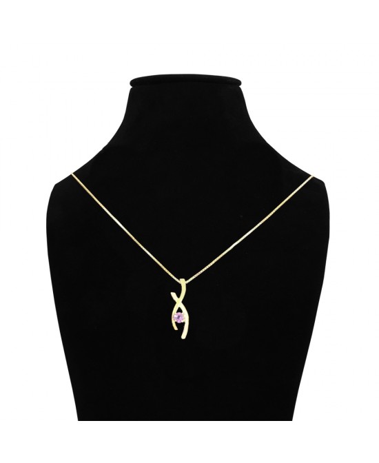 FANY Gold Plated 0.925 Argentium Silver Amethyst February Infinity Pendant Necklace