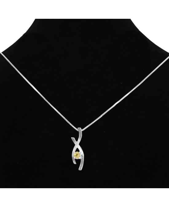 FANY Infinity  Citrine November Birthstone Gemstone 0.925 Argentium Silver Elegant Pendant Necklace