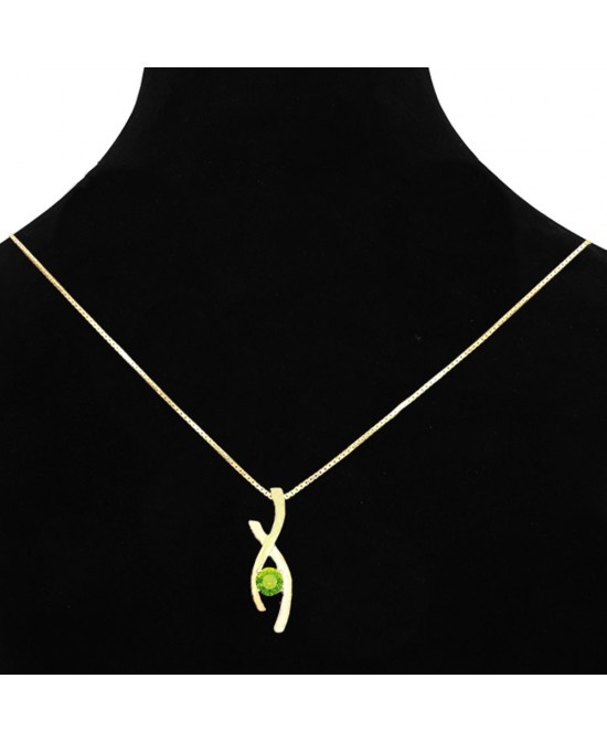 FANY Infinity August Birthstone Peridot 0.925 Gemstone Women Gold Plated Silver Necklaces Pendant 0.39 ct Special Gift