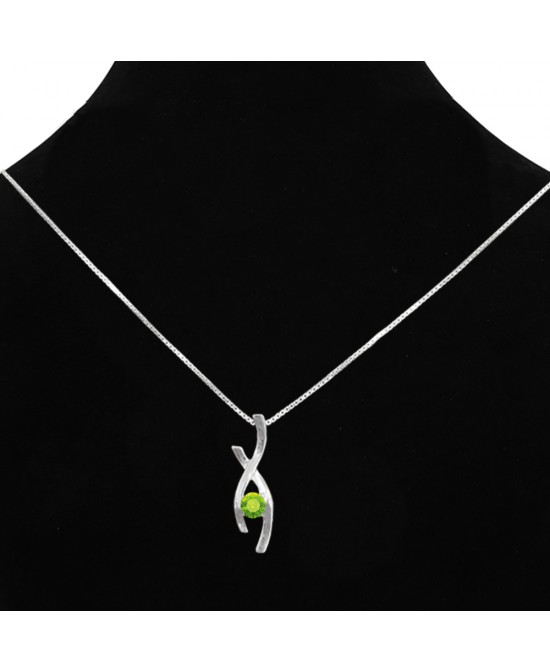 FANY Infinity August Birthstone 0.925 Sterling Peridot Gemstone Argentium Silver Necklaces Pendant 0.39 ct