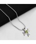 Fany Jewelry Peridot 4 Corner Pendant Valentines Day Gift Silver Necklace Gemstone