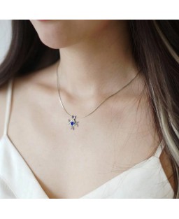 FANY Arena Natural African Blue Sapphire Gemstone Silver Necklace Pendant