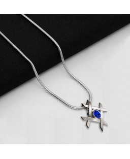 FANY Arena Natural African Blue Sapphire Gemstone Silver Necklace Pendant