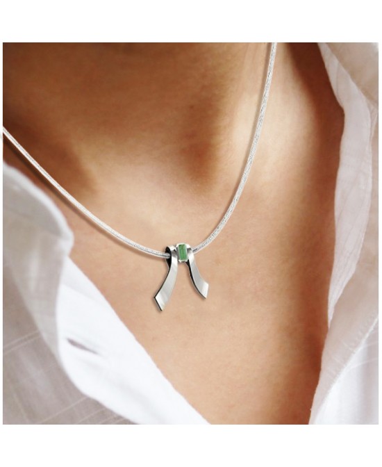 FANY May Birthstone 0.39 ct 925 Sterling Fly Bee Emerald Silver Gemstone Necklace Pendant Best For Gift