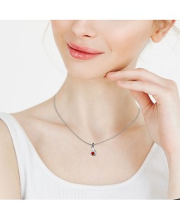 FANY Centipede Garnet January Gemstone .925 Silver Pendant 