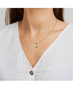 FANY May Birthstone Yellow Gold Emerald 14 Solid Gold Necklace Pendant With Natural Mined Gemstone Excellent Cut