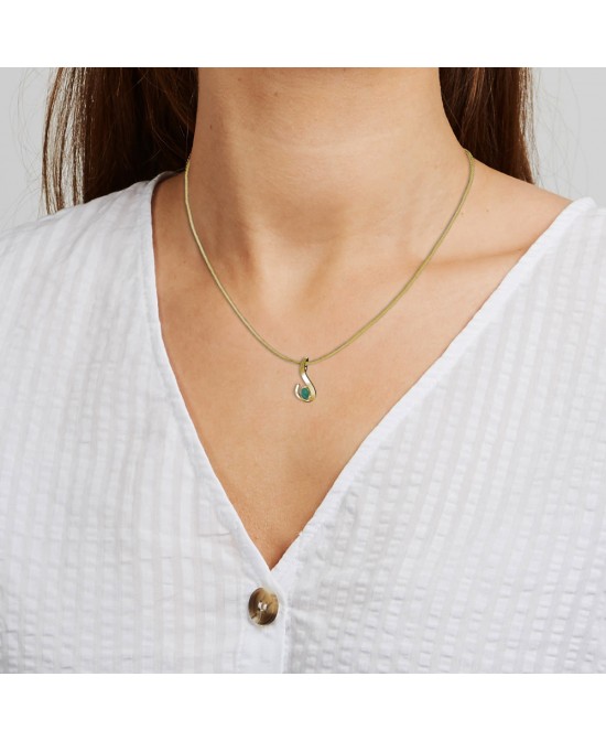 FANY May Birthstone Yellow Gold Emerald 14 Solid Gold Necklace Pendant With Natural Mined Gemstone Excellent Cut