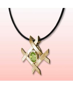 FANY August Birthstone Peridot 0.925 Gemstone Gold Plated Silver Pendant