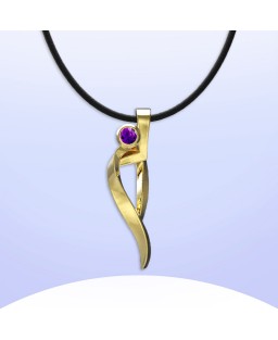 FANY Gold Plated Ballet 0.925 Argentium Silver Amethyst February Stone Pendant Necklace