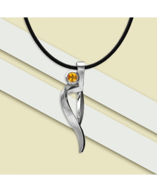 FANY Ballet Citrine November Birthstone Gemstone 925 Argentum Silver Pendant 