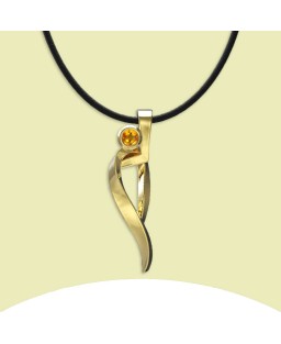 FANY Ballet Citrine November Birthstone Gemstone 0.925 Argentum Silver Pendant GP