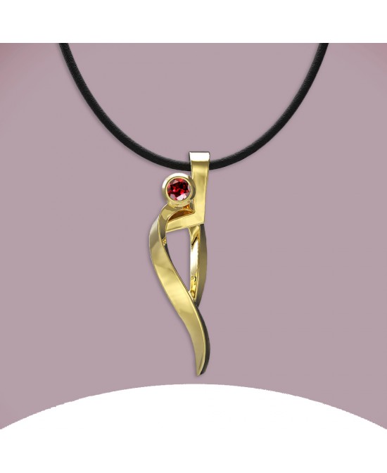 FANY Ballet Garnet January Gemstone 0.925 Gold Plated Silver Pendant