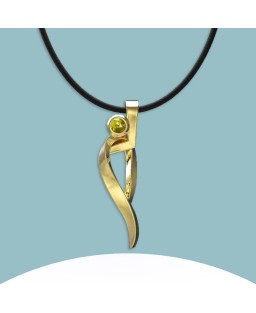 FANY Ballet August Birthstone Peridot 0.925 Gemstone Gold Plated Silver Pendant 